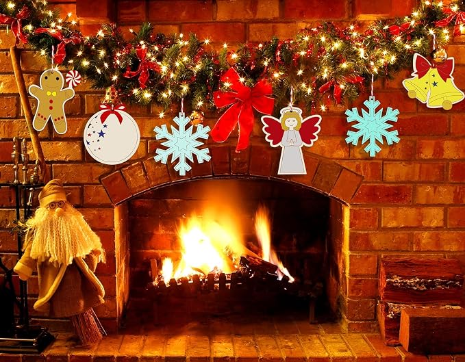 Artmag 50pcs Unfinished Wooden Christmas Ornaments Wood Slices
