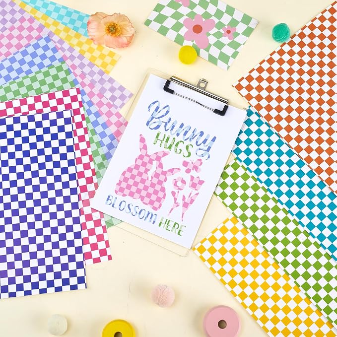 Tintnut Colorful Checkerboard Permanent Vinyl, waterproof, easy peel & stick