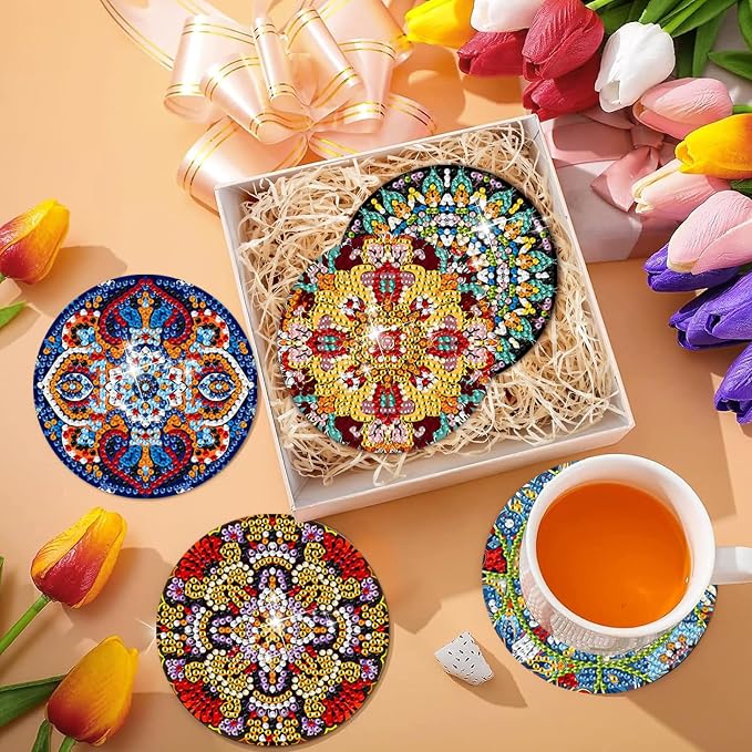 EWJRNSF 10 PCS Mandala Diamond Art Coasters Kit