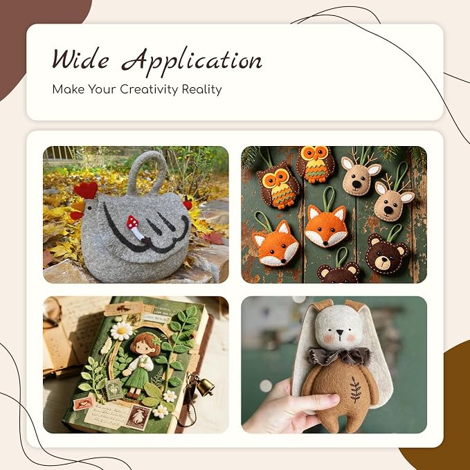 16 Pcs 8x18in Soft Felt Fabric Sheets, 16 Assorted Brown Colors Felt Pack