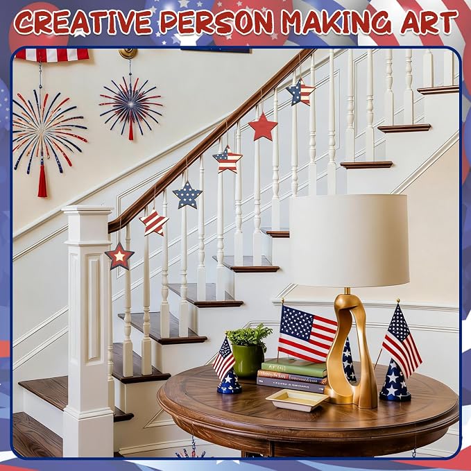 COCHIE 4th of July Stars Wood Crafts to Paint Set of 24, Memorial Day