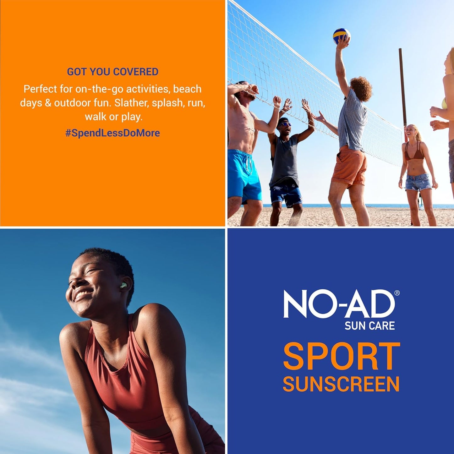 NO-AD SPF 50 SPORT Sunscreen Lotion | Hypoallergenic | Broad Spectrum UVA/UVB Protection | Water Resistant | Octinoxate & Oxybenzone Free with moisturizing Vitamin E and Aloe 3oz | Pack of 3