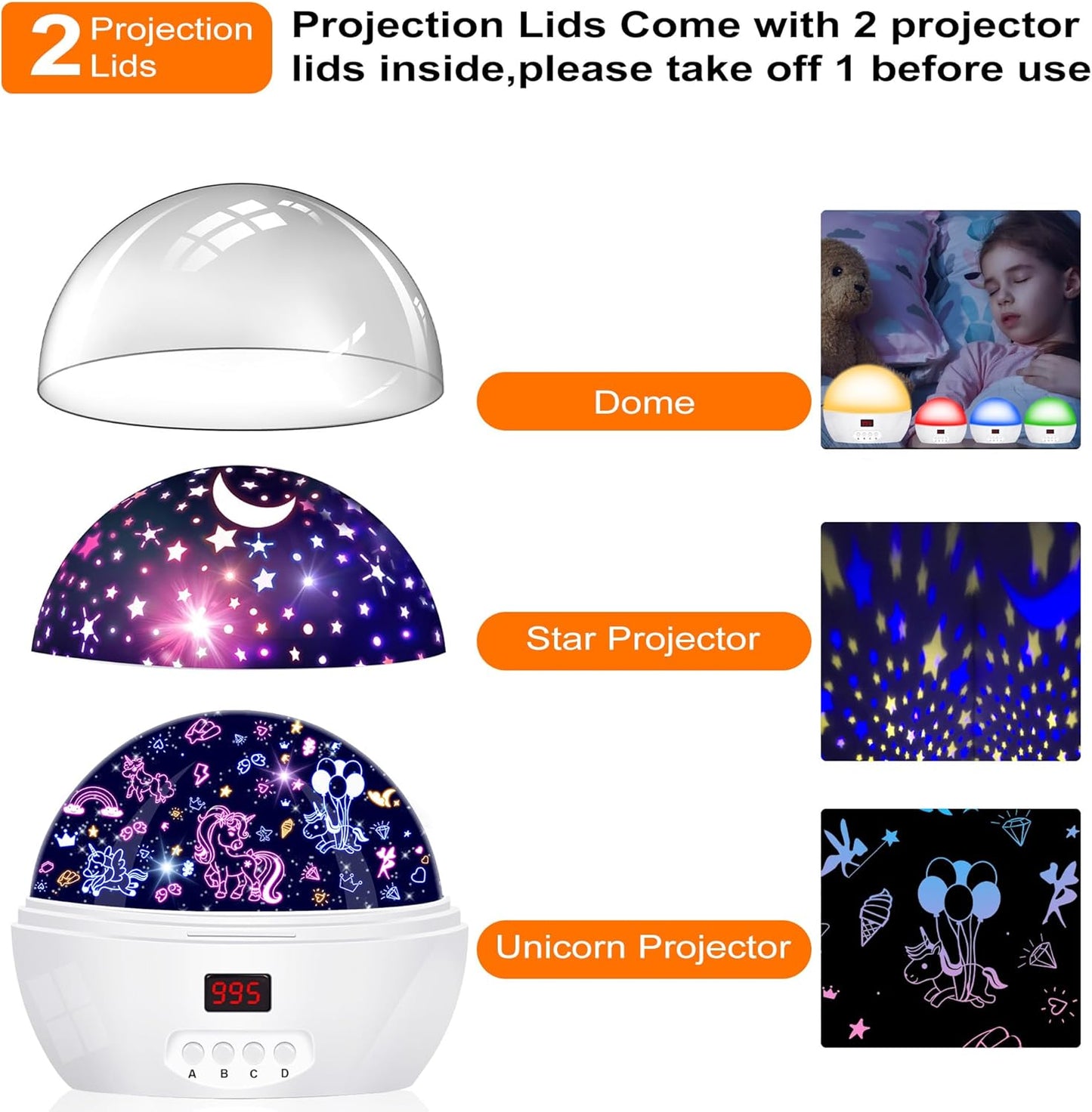 Unicorn Projector Night Light for Girls, Star Lights Projector for Ceiling Kids Bedroom Decor Gifts for 3-6 Year Old Girl Night Light Projector with Timer, Christmas Birthday Gift for Girls