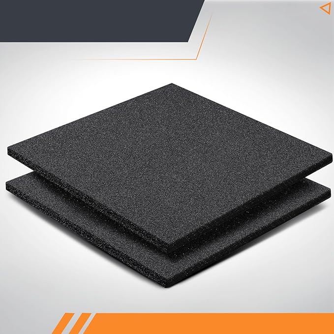 Pangda 2 Pcs Black Foam Pad 12 x 12 x 0.25 Inches Cuttable Polyurethane Foam