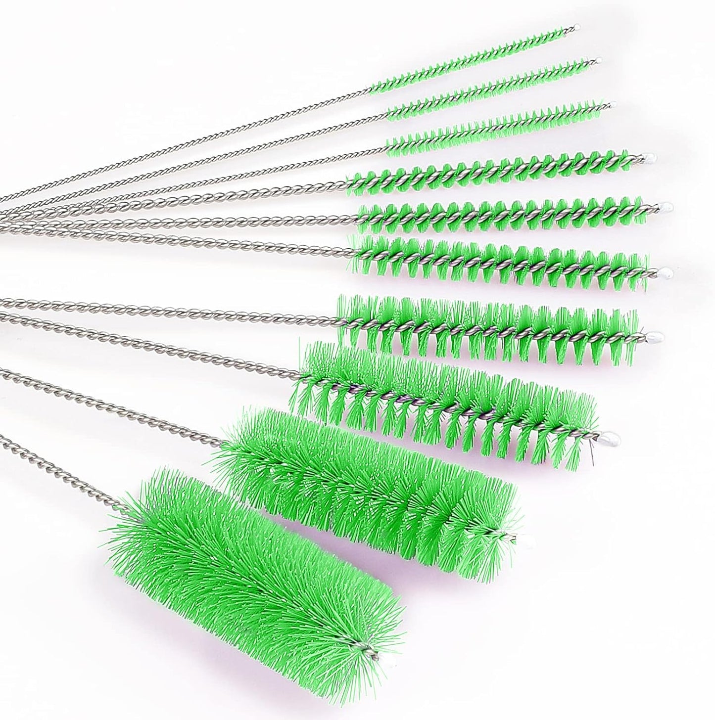 CiaraQ Bottle Cleaning Brushes, 8 Inch Nylon Tube Brush Set, Cleaner for Narrow Neck Bottles Cups with Hook, Set of 10pcs.