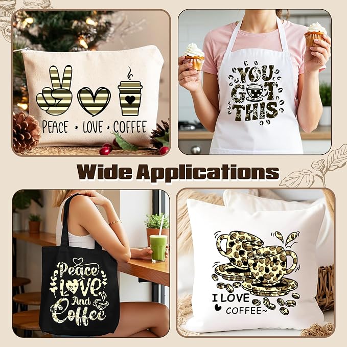 Tintnut Coffee Theme Heat Transfer Vinyl, 12 Sheets 12"x10" Iron on Vinyl |