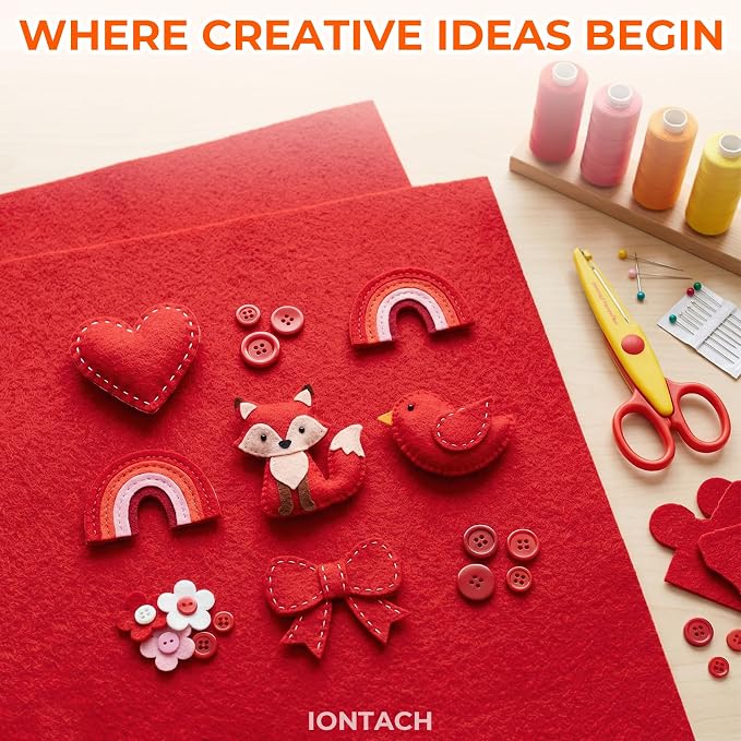 IONTACH 18" X 18" Soft Felt Sheets 1.6mm Thick | Acrylic Felt Fabric Sheets