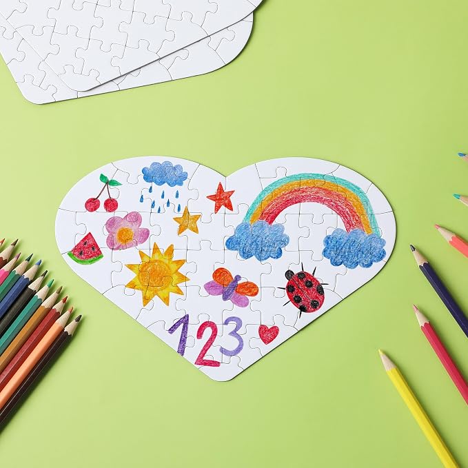 Mr. Pen- Blank Puzzle Bulk, 12 Pack, 40 Pieces/Pack, 9.3" x 6.2" | Heart Shaped
