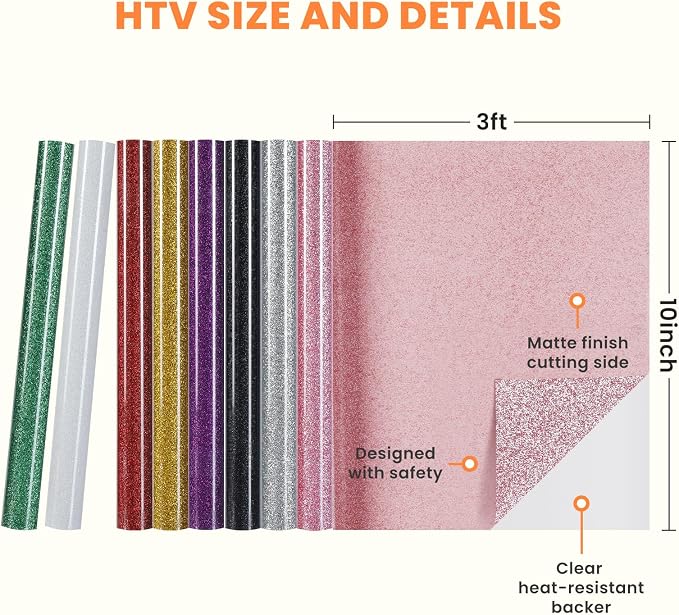 HTVRONT Glitter HTV Vinyl Bundle