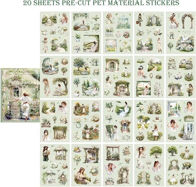 4 Book pet Scrapbooking Stickers Pre-Cut 480 PET Stickers People Sticker Books