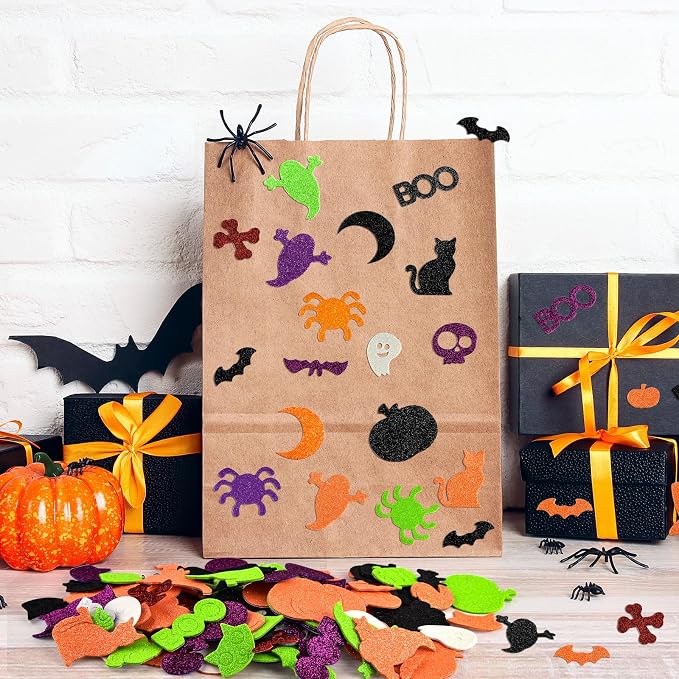240Pcs Halloween Foam Stickers Glitter Self-Adhesive Craft Stickers