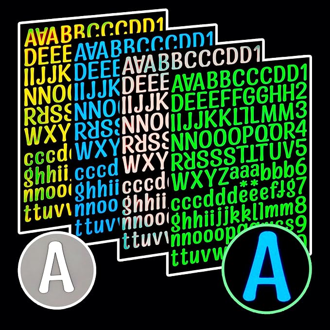 9 Sheets Glow in The Dark Letter & Numbers Stickers
