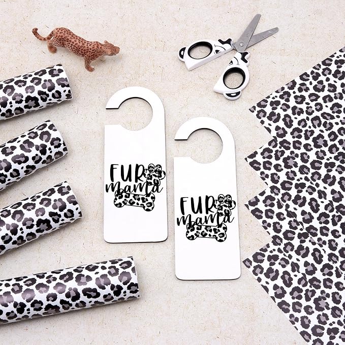 Tintnut Black White Leopard Permanent Vinyl Adhesive Vinyl 8 Pcs 12x10in |