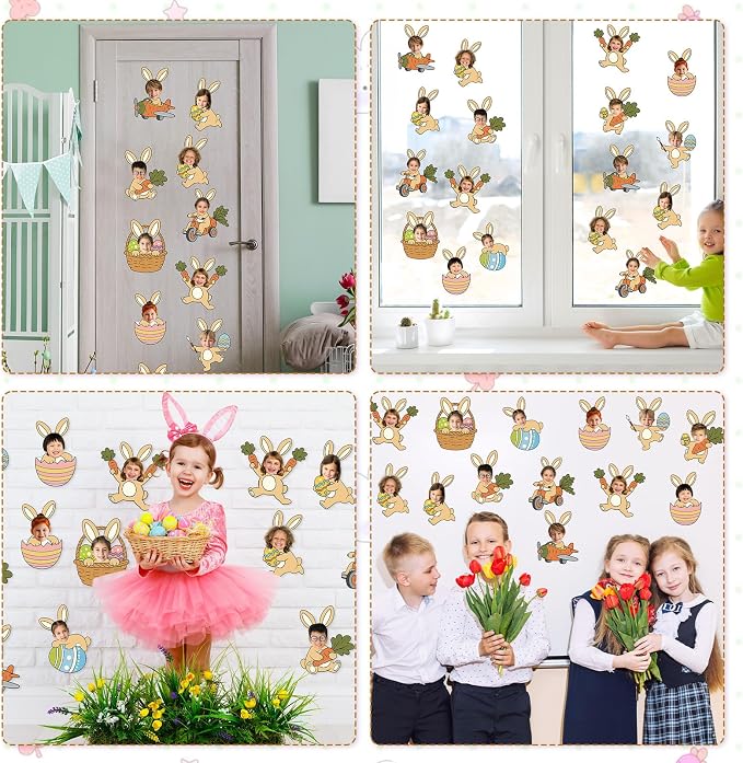60pcs Easter Theme DIY Cutouts Easter Bunny Eggs Bulletin Board Decoration Set