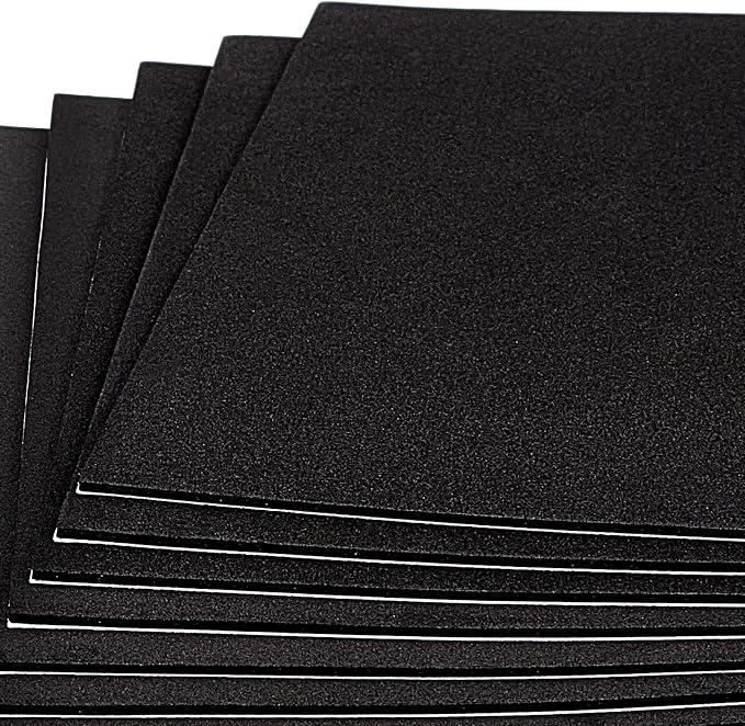 BENECREAT 10PCS Self Adhesive Backed Foam Sheet 12x8 Inch Black Nonslip EVA