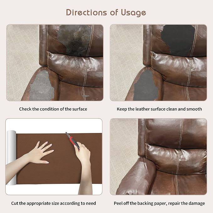 KING MOUNTAIN Leather Repair Patch, 16 x 60 Inches self Adhesive Leather Repair