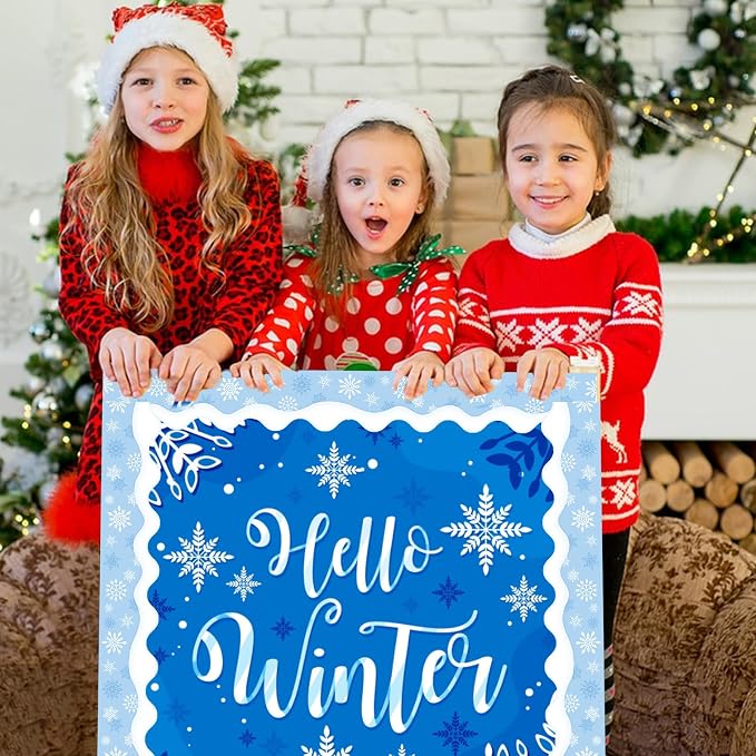 69ft Winter Snowflake Border,Scalloped Rolle Trim Light Blue Classroom Borders