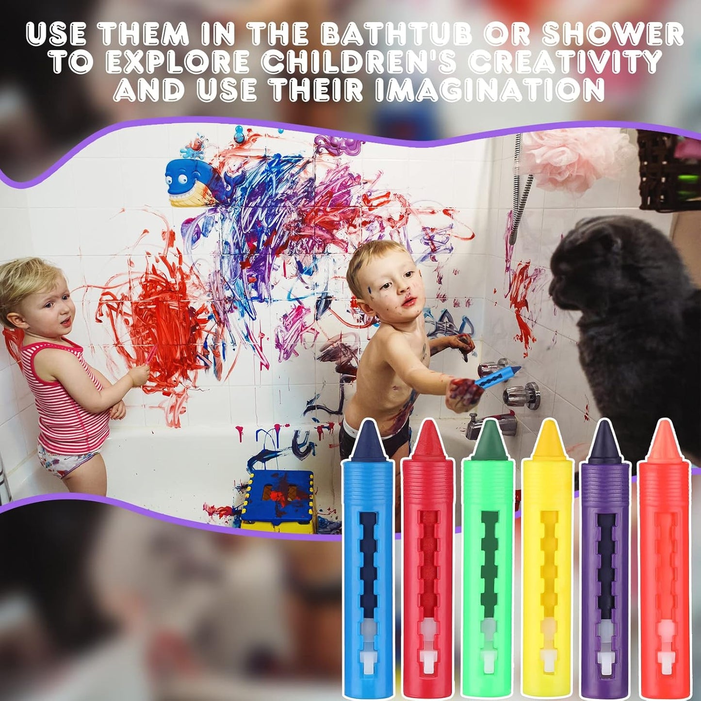 Crtiin 18 Pieces Bath Bathtub Crayons Washable Easy Clean Bathtime Crayons Colorful Bathtub Shower Markers Toys Bath Paint for Toddlers Kids