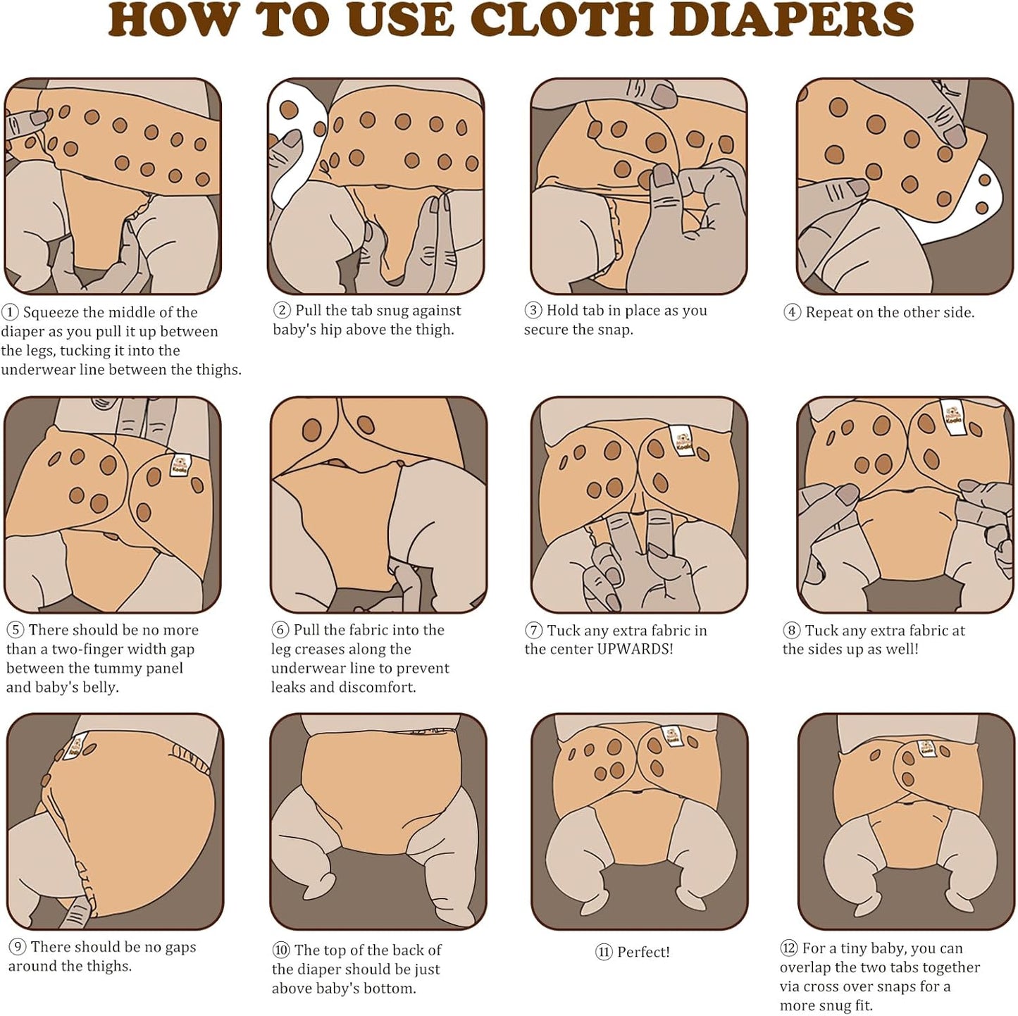 Mama Koala 3.0 Cloth Diapers for Babies with AWJ Lining, 6 Pack with 6 Natural Cloth Diaper Inserts - Reusable and Washable Pocket Diapers (Beautiful Fairy Tale)