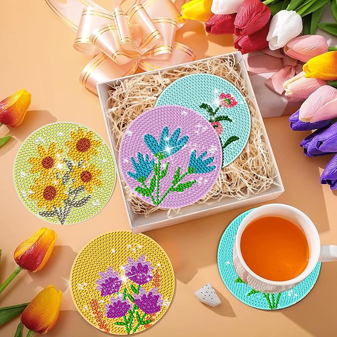 EWJRNSF 8 PCS Fall Diamond Art Coasters DIY Kit