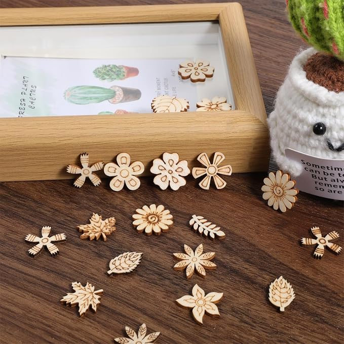 100 Pcs Unfinished Wooden Flower Wood Pieces Wood Flower Cutouts | Wooden