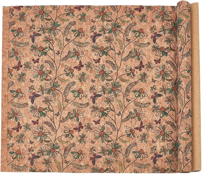 1.51 Yards 12.99 Inch Tan Synthetic Cork Leather Fabrics by the Yard Flowers