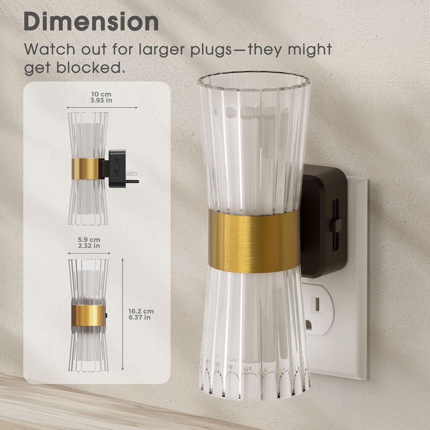 Night Light Plug into Wall, 2 Pack, 320° Rotation Night Light with Dusk to Dawn Light Sensor, Soft White 3000K, 0-100LM Adjustable Brightness, Unique Elegant Design for Use in Bedroom, Hallways