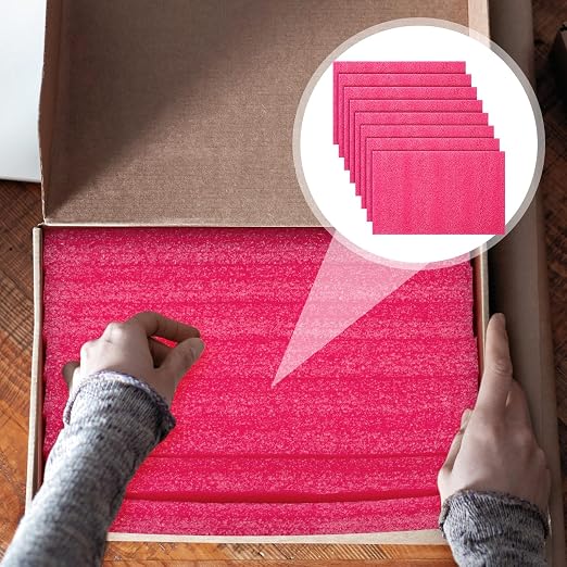 Pangda 4 Pcs 14.75 x 9.5 x 0.75 Inch Pink Polyethylene Foam Sheets Anti Static