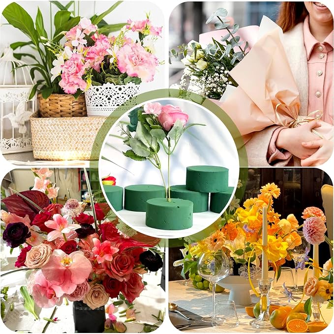 6 Pcs Round Floral Foam Blocks, Artificial Fresh Flower Plant Arrangements Foam