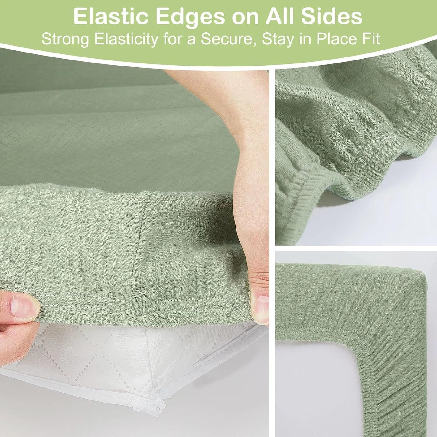 Basumee Muslin Changing Pad Cover Waterproof 2 Pack Baby Changing Table Covers for Boys and Girls Soft Breathable Nursery Diaper Change Table Cover Pad Fits 32"x16", Beige and Green