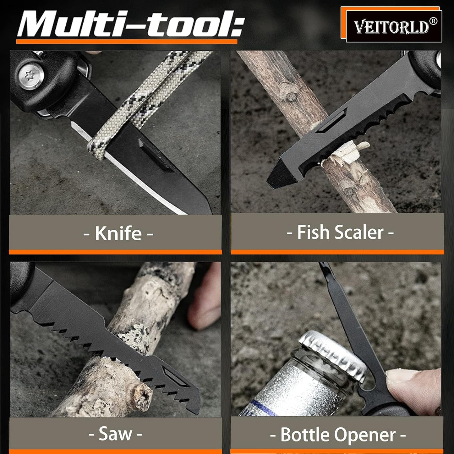VEITORLD Papa Gifts for Christmas, All in One Tools Hammer Multitool, Gifts for Papa from Grandkids Grandchildren, Best Papa Ever Gifts, Stocking Stuffers for Men, Cool Gadgets Camping Accessories