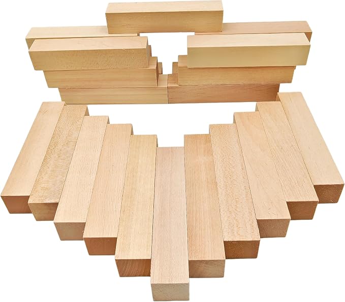 24Pcs Unfinished Basswood Blocks-0.8x0.8x4Inch Small Rectangular Wood Blocks