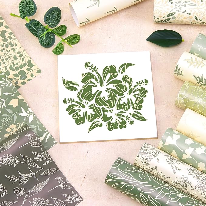 Sage Green Boho Permanent Adhesive Vinyl 12 Sheets 12'' x 10'' | Greenery Water