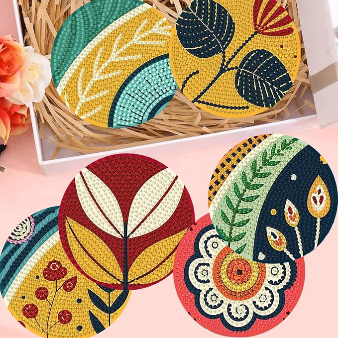 Zythron 8 Pack Diamond Art Coasters Kits, Flowers Diamond Painting Coasters |
