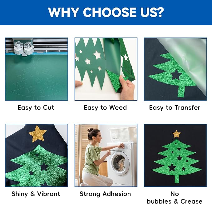 Aoder Blue Glitter Heat Transfer Vinyl