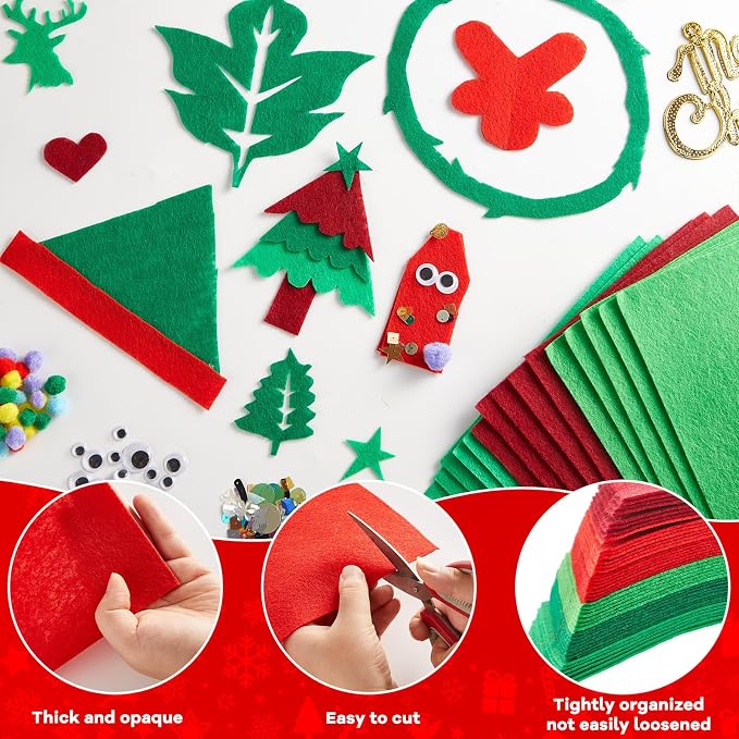 gisgfim 42Pcs Red and Green Gradient Felt Fabric Sheets 8 x 12 Inch Soft Thick