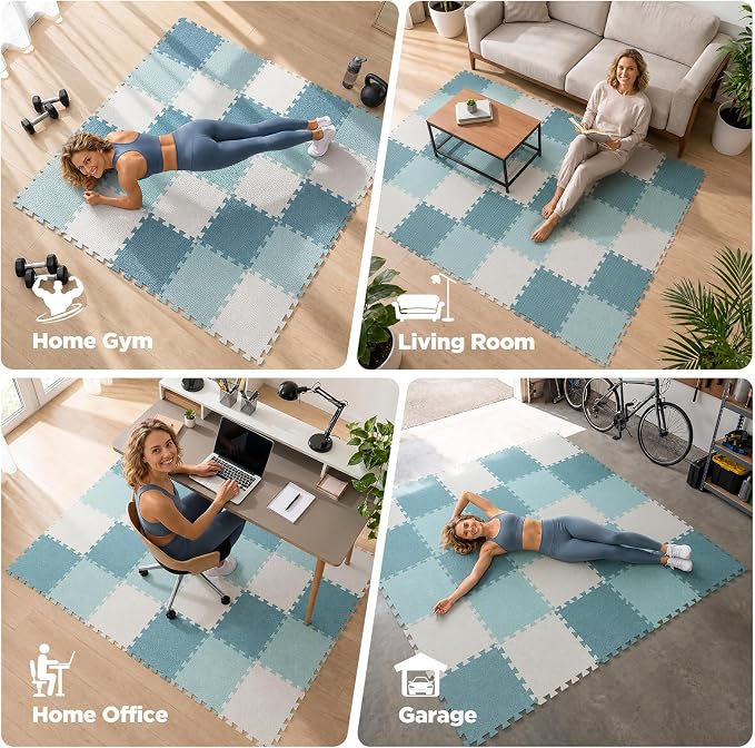 AIRHOP 18 PCS Gym Floor Mat, EVA Foam Puzzle Gym Mat, High-Density Interlocking