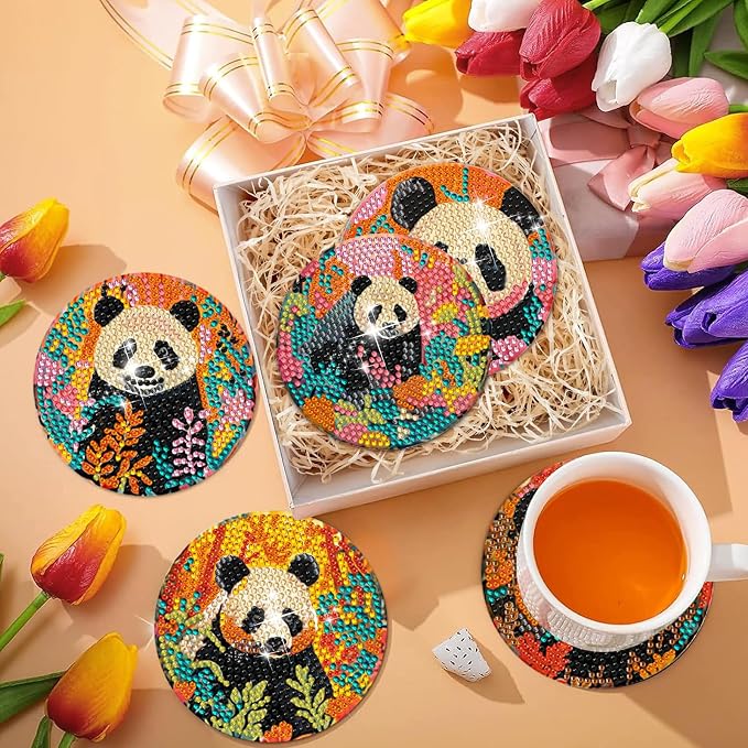 EWJRNSF 8 PCS Diamond Art Coasters Kit, Small Diamond Painting Coasters