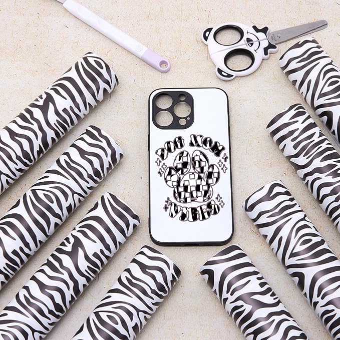 Tintnut Leopard Permanent Vinyl Zebra Pattern Adhesive Vinyl 8 Pcs 12x10in |