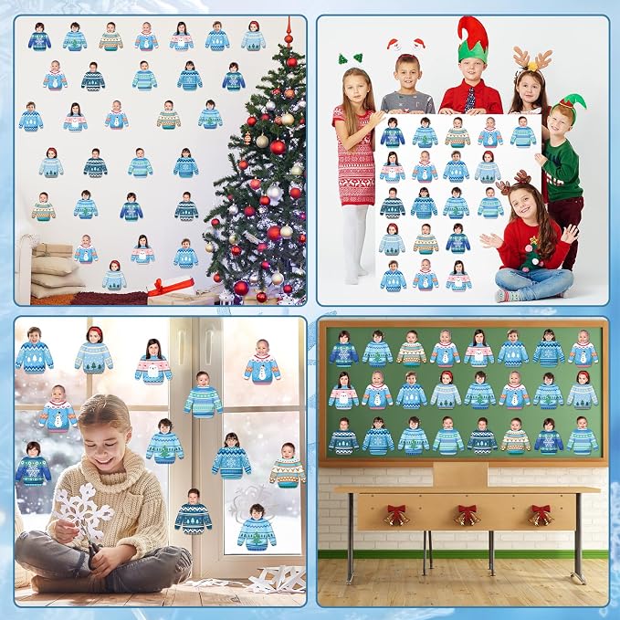60pcs Winter Theme DIY Cutouts Sweater Bulletin Board Decoration Set Christmas