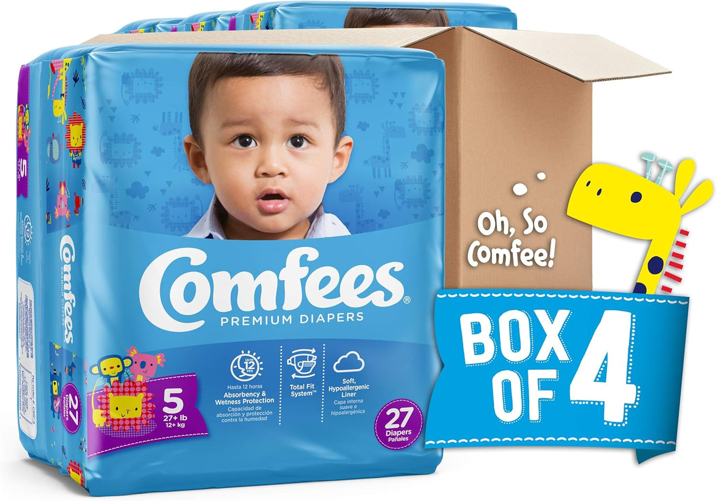 Comfees Premium Baby Diapers with Total Fit System for Boys & Girls, Size 5, 27Count, CMF-5