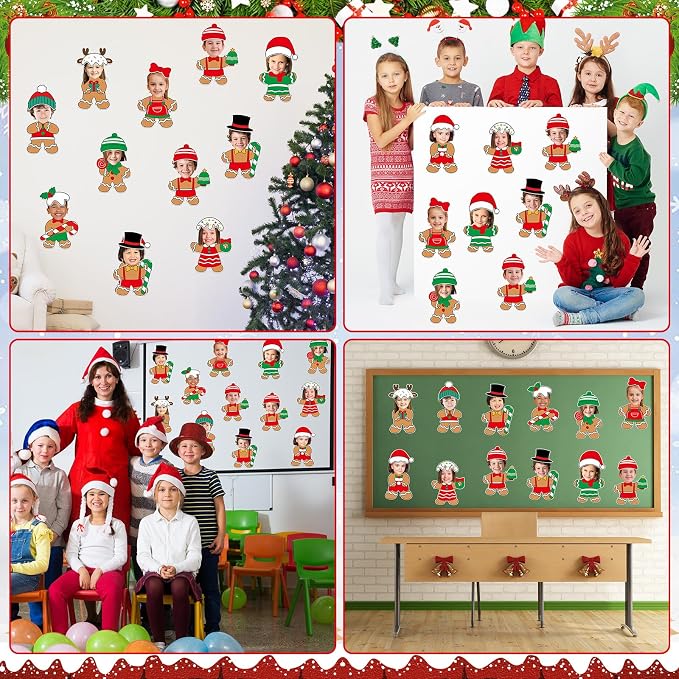 60pcs Christmas Theme Cutouts Gingerbread Man Bulletin Board Decoration Xmas
