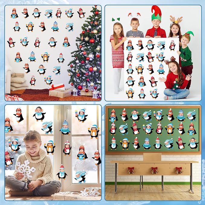 60pcs Winter Theme DIY Cutouts Penguin Bulletin Board Decoration Set Christmas