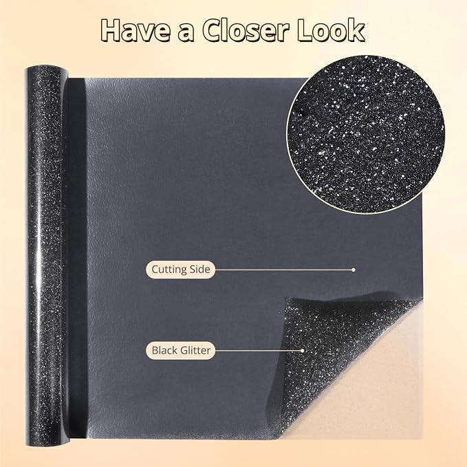 HTVRONT Silver Glitter HTV Vinyl- 10” x 5ft Silver Glitter Iron On Vinyl |