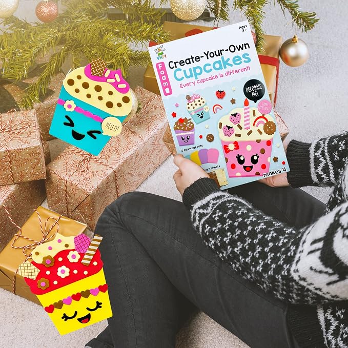 VKPI 4 Pieces EVA Foam Art Crafts Gift Kit, Creative Make Your Own Cupcakes
