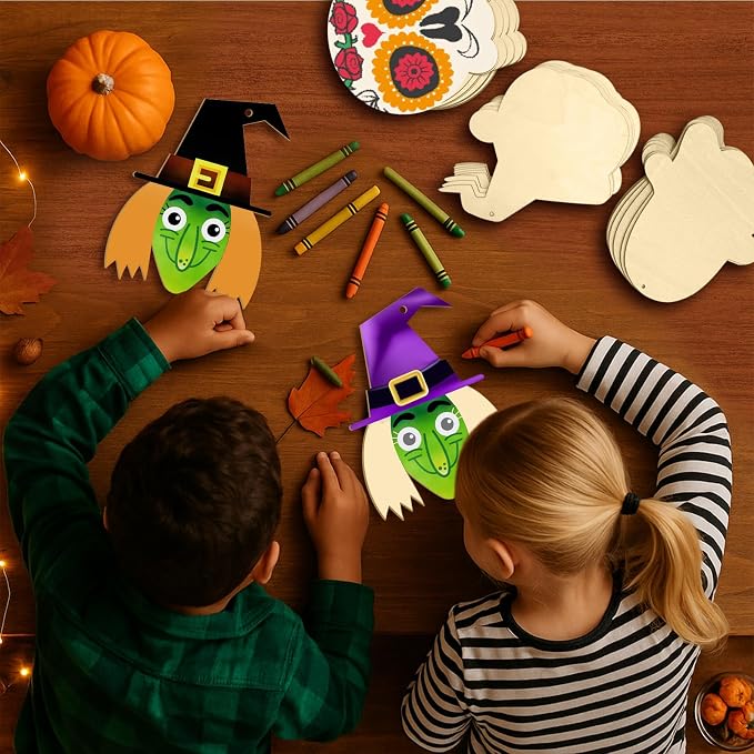 Large Size 7" Halloween Witch Crafts Wooden Halloween Wooden Crafts Slices