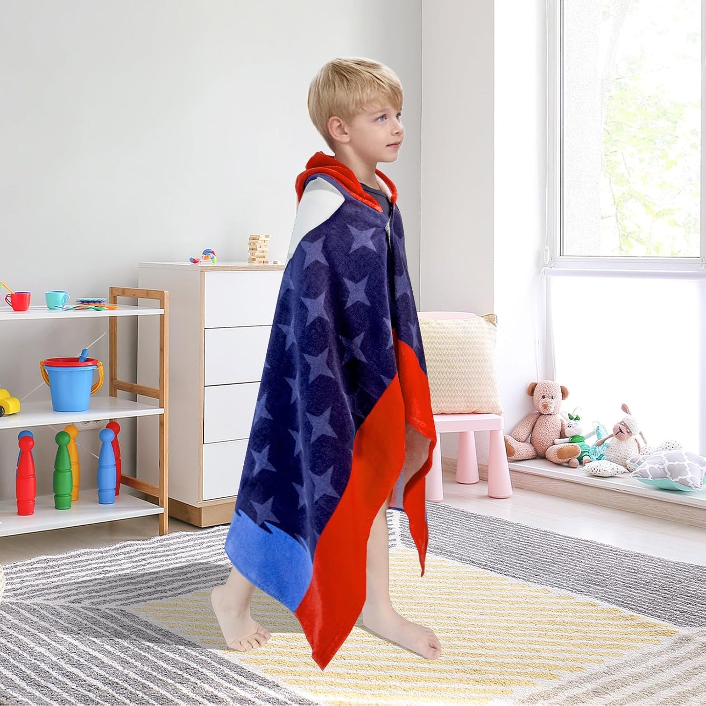 Kids Hooded Bath Towel-Soft Thick 100% Cotton Hooded Beach Towel for Kids 3-10 Years,Absorbent Fast-Drying Cute Toddler Bath & Swim Towel,for Boys & Girls 30"x 50"(Shark Navy)