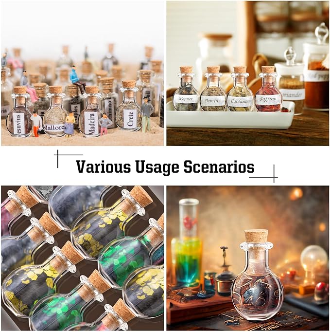Zhehao 100 Pcs 2 ml Mini Glass Bottles Jars