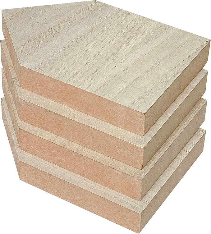 4 Pack 8 Inch Wooden House Shape Block Unfinished Wood Farmhouse Cutouts