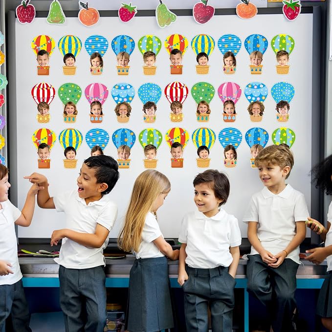 80Pcs Colorful Hot Air Balloons Cutouts Back to School Bulletin Board Hot Air